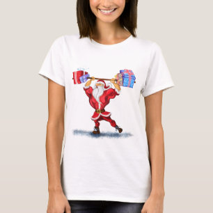 Bodybuilder Santa Claus with Christmas Gifts - Fun T-Shirt