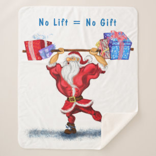 Bodybuilder Santa Claus with Christmas Gifts Funny Sherpa Blanket