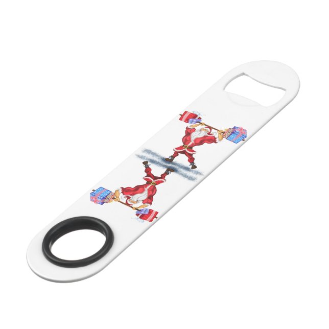 Bodybuilder Santa Funny Christmas Bar Key (Front Angled)