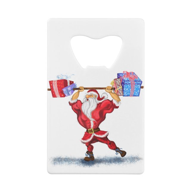 Bodybuilder Santa Funny Christmas Bottle Opener (Back)