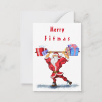 Bodybuilder Santa Funny Christmas Card