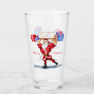 Bodybuilder Santa Funny Christmas Glass