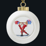 Bodybuilder Santa Funny Christmas Ornament<br><div class="desc">Funny Christmas Ornaments with Bodybuilder Santa Claus with Christmas Gifts - Cartoon Painting Collection Christmas Ornament - or Choose / Add Your Unique Text / Name / Colour - Make Your Special Gift - Resize and move or remove and add elements / text with Customisation tool ! Painting and Design...</div>