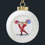 Bodybuilder Santa Funny Christmas Ornament<br><div class="desc">Funny Christmas Ornaments with Bodybuilder Santa Claus with Christmas Gifts - Cartoon Painting Collection Christmas Ornament - or Choose / Add Your Unique Text / Name / Colour - Make Your Special Gift - Resize and move or remove and add elements / text with Customisation tool ! Painting and Design...</div>