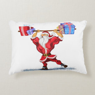 Bodybuilder Santa Funny Christmas Pillow
