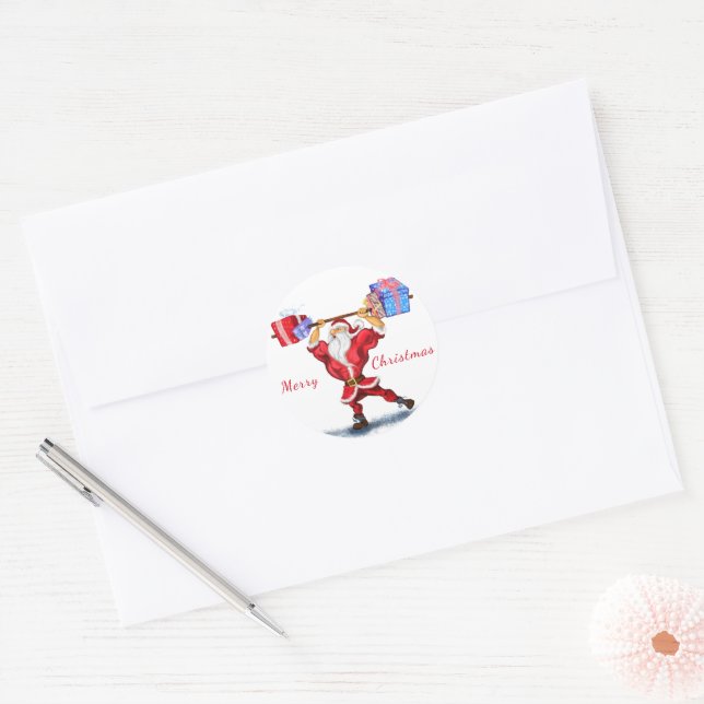 Bodybuilder Santa Funny Christmas Sticker (Envelope)