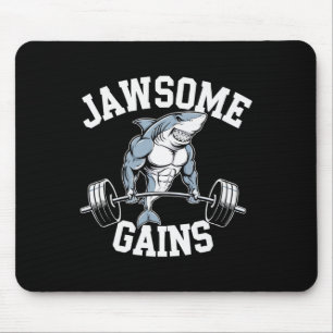 Bodybuilder Shark Lover Gym Fitness Workout Bodybu Mouse Pad