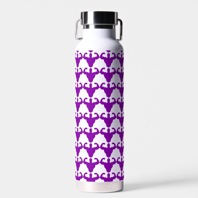 Bodybuilder Silhouette - Double Biceps Strength Water Bottle (Front)