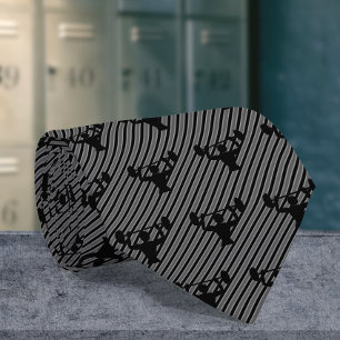 Bodybuilder - Weight Lifting Theme on Dark Stripe Tie