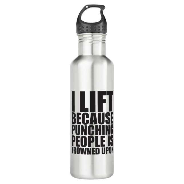 Bodybuildig Humour I Lift Punching Is Frowned Upon 710 Ml Water Bottle (Front)