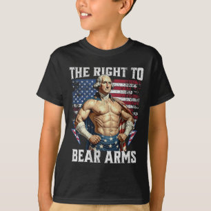 Bodybuilding 4th Of July Dad Usa Flag 2nd Bear Arm T-Shirt