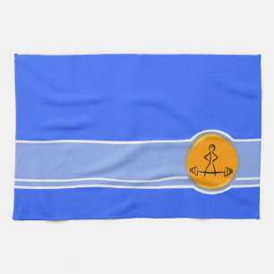 Bodybuilding; blue & orange tea towel