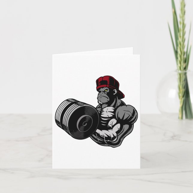 Bodybuilding Gorilla Gym Strength Training Workout Card (Front)