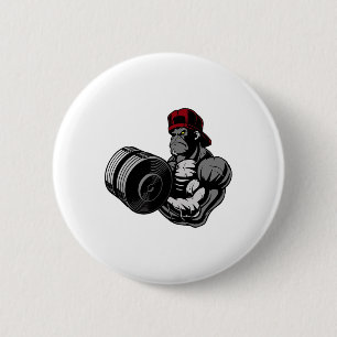 Bodybuilding Gorilla Workout Gym Strength Training 6 Cm Round Badge