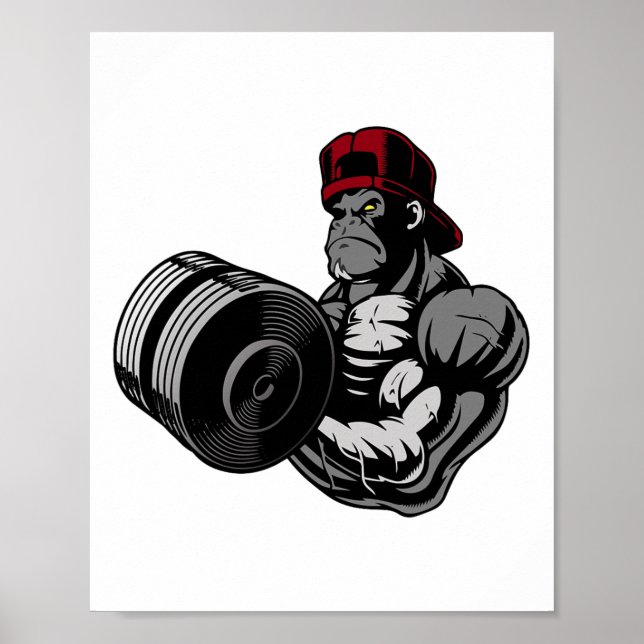 Bodybuilding Gorilla Workout Gym Strength Training Poster (Front)