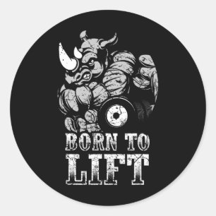 Bodybuilding Gym Fitness Training Muscle Rhino Gif Classic Round Sticker