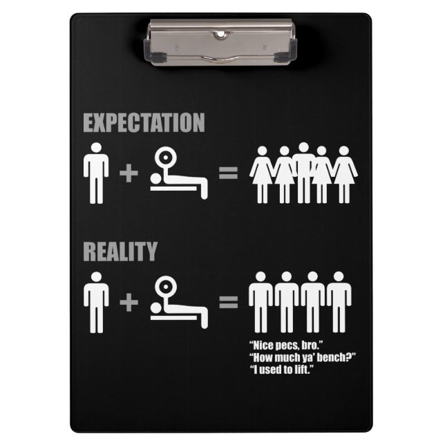 Bodybuilding Humour - Expectation vs Reality Clipboard (Front)