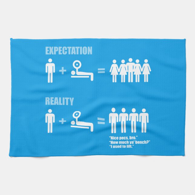 Bodybuilding Humour - Expectation vs Reality Tea Towel (Horizontal)
