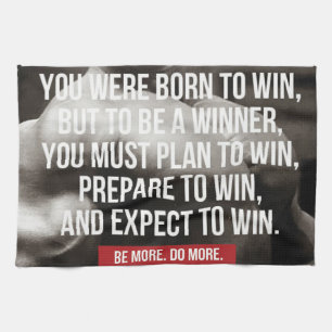 Bodybuilding Inspiration - Born To Win - Workout Tea Towel