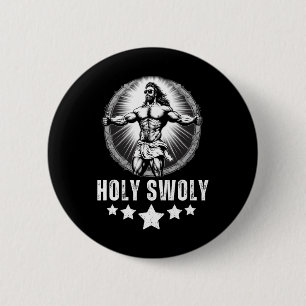 Bodybuilding Jesus Fitness Holy Swoly Funny Gym 1 6 Cm Round Badge