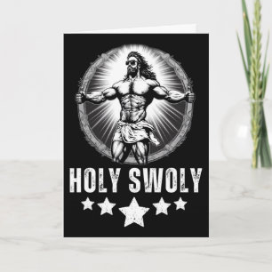 Bodybuilding Jesus Fitness Holy Swoly Funny Gym 1 Card