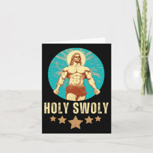 Bodybuilding Jesus Fitness Holy Swoly Funny Gym Card
