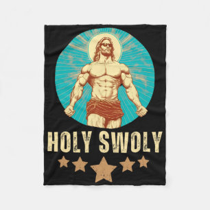 Bodybuilding Jesus Fitness Holy Swoly Funny Gym Fleece Blanket
