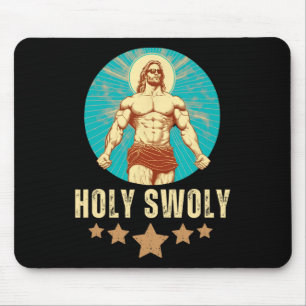 Bodybuilding Jesus Fitness Holy Swoly Funny Gym  Mouse Pad