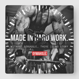 Bodybuilding Motivation Square Wall Clock