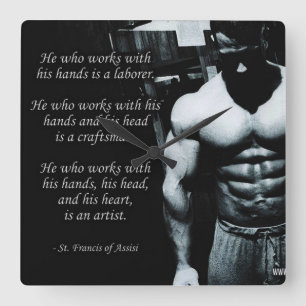 Bodybuilding Motivation Square Wall Clock