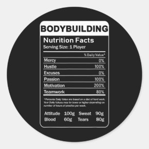 Bodybuilding Nutrition Facts Classic Round Sticker