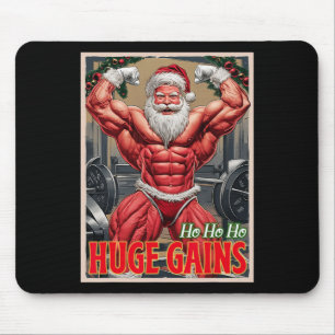 Bodybuilding Santa Ho Ho Huge Gains Weightlifting  Mouse Pad
