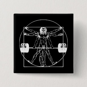 Bodybuilding - Vitruvian Barbell Man 15 Cm Square Badge