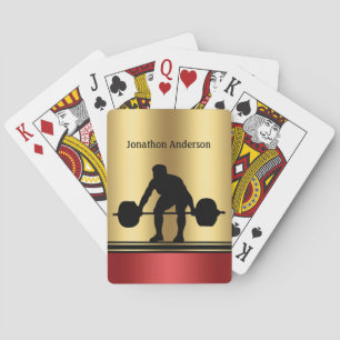 Bodybuilding Weightlifter silhouette Personalise Playing Cards