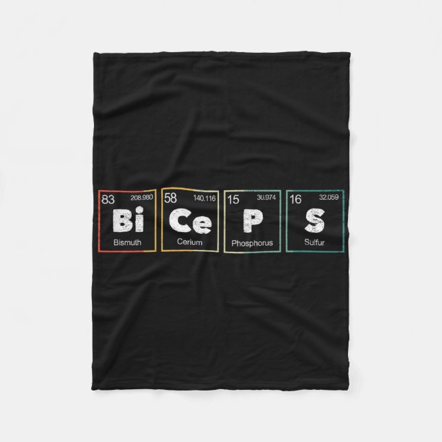 Bodybuilding Weightlifting Biceps Periodic Table E Fleece Blanket (Front)