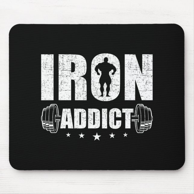 Bodybuilding Weightlifting Workout Gift Co. Iron A Mouse Pad (Front)