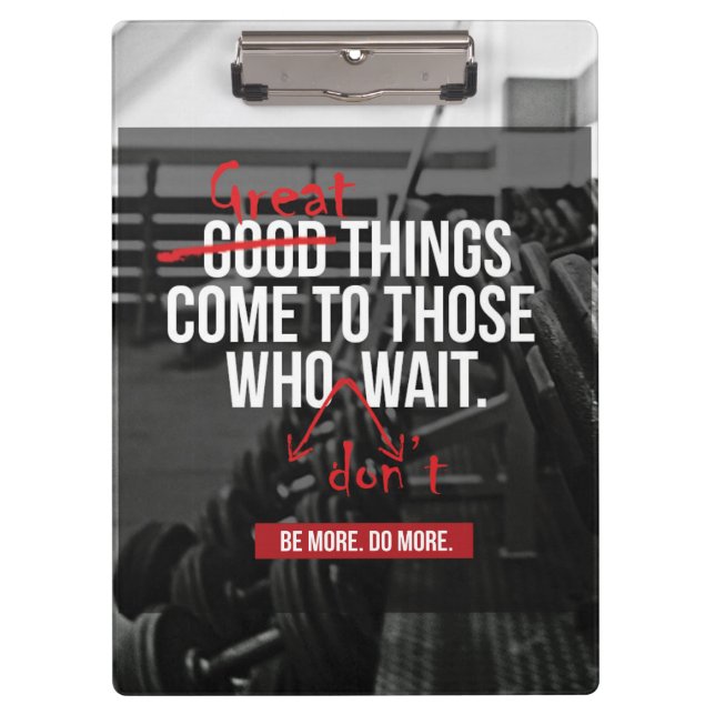 Bodybuilding Workout Motivational Words Clipboard (Front)