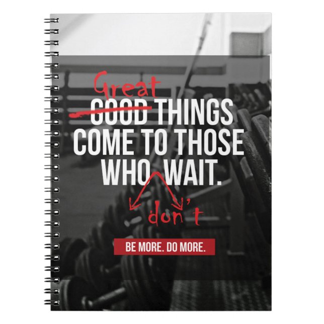 Bodybuilding Workout Motivational Words Spiral Notebook (Front)