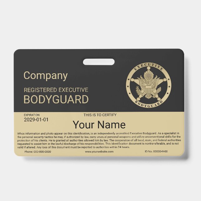 Bodyguard Badge ID Badge (Front)