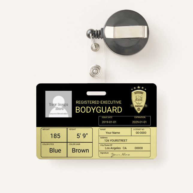Bodyguard ID Badge (Back with Retractable)