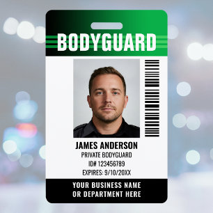 Bodyguard Security Guard ID Photo Logo Green Badge