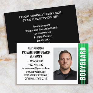 Bodyguard Security Services Guard ID Photo Green Business Card
