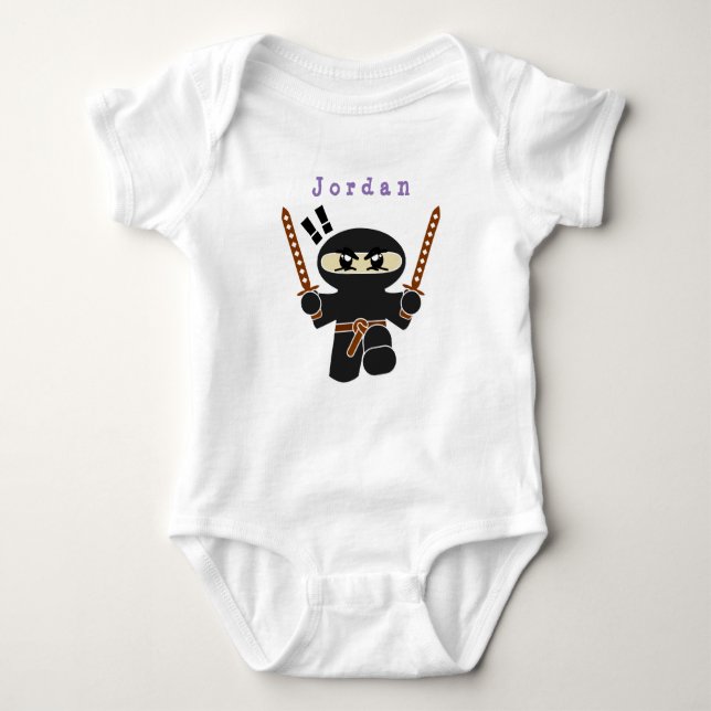 bodysuit funny , ninja . baby bodysuit (Front)