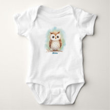 Bodysuit with a Cute Little Owl WATERCOLOR