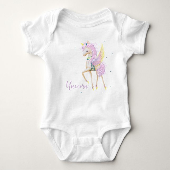 Bodysuit with a cute unicorn. (Front)