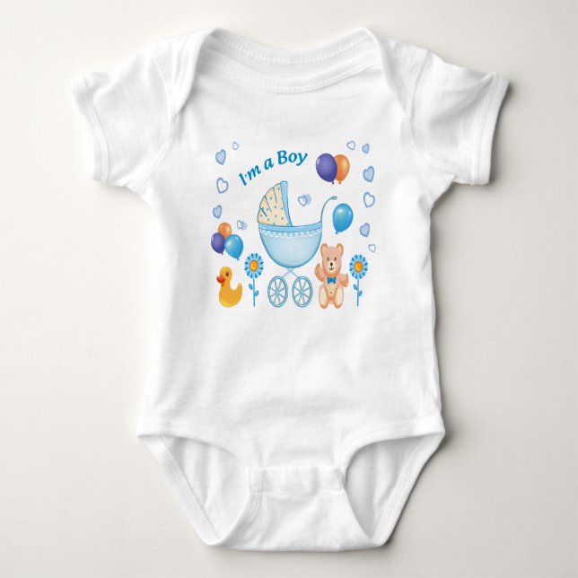 "Bodysuits One-Pieces for boys" "Cute Baby Boy Bod Baby Bodysuit (Front)