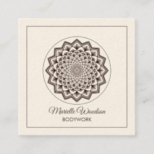 Bodywork Massage Lotus Mandala Square Business Card