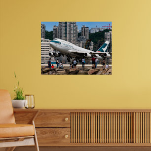 Boeing 747 Epic Landing at Kai Tak Airport Poster