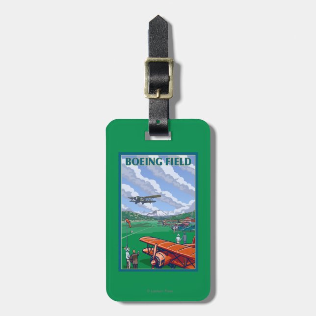 Boeing Field Vintage Travel Poster Luggage Tag (Front Vertical)