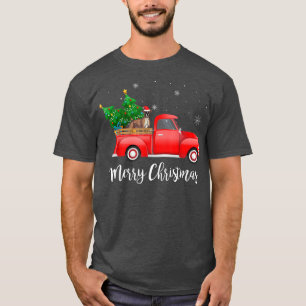 Boer Dog Riding Red Truck Christmas T-Shirt